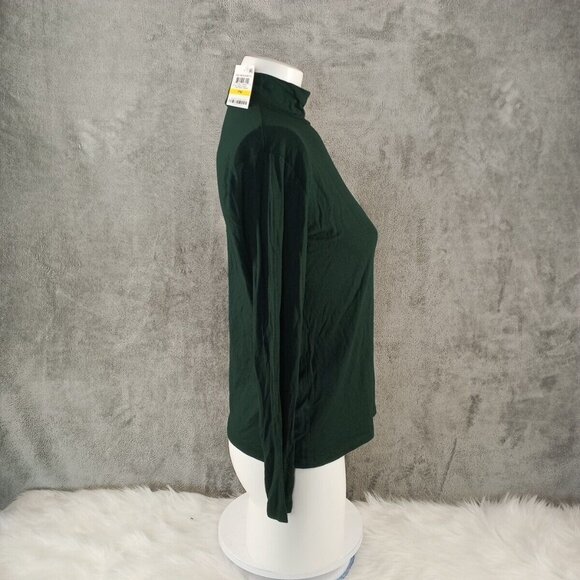 NWT Style&Co Turtleneck Women Top Petite MEDIUM Green Rayon Blend Pullover Knit - Picture 4 of 10